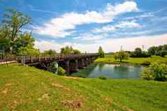 古拉那河景观karlovac绿色景观桥
