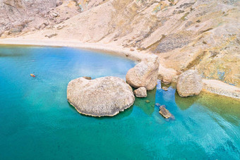 梅塔伊纳岛分页著名的beritnica海滩石头沙漠令人惊异的风景空中视图