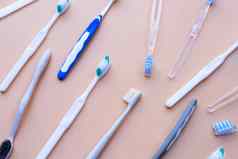 前视图牙刷牙科护理概念