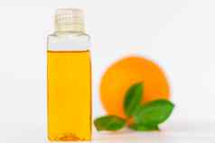 橙色石油身体橙色白色背景有机水疗中心化妆品Herbal成分