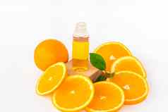 橙色石油身体切片橙色白色背景有机水疗中心化妆品Herbal成分
