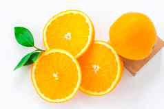减少橙色白色背景自然橙色水果减少片维生素
