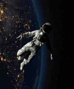 宇航员走空间地球背景