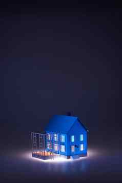 扩展蓝色的模型房子梯
