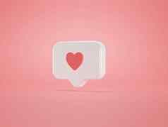 插图呈现社会媒体通知爱心图标白色圆形的广场销孤立的粉红色的墙背景影子简单的优雅的插图呈现现代时尚的