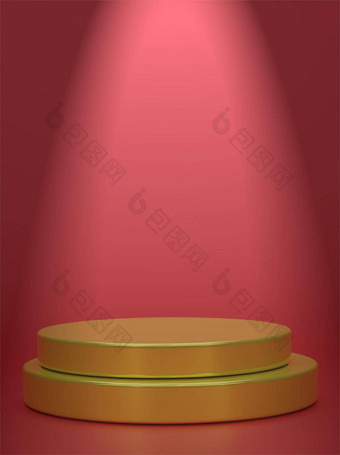垂直图片金几何球背景显示讲台上原型简单的讲台上商业产品概念红色的背景场景呈现