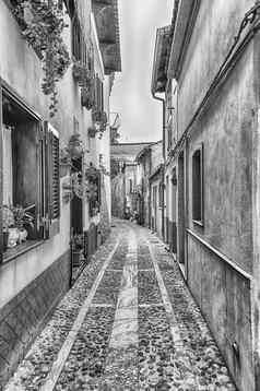 风景如画的街道小巷海边村Scilla意大利
