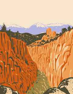 布朗峡谷国家纪念碑峡谷森林阿肯色州河谷sawatch范围查菲堡县科罗拉多州水渍险海报艺术