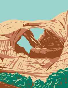 双拱拱门国家公园大县犹他州曼联州水渍险海报艺术