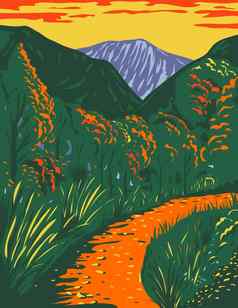 麦基特里克峡谷小道瓜山国家公园墨西哥秋天水渍险海报艺术
