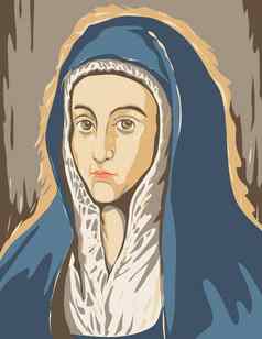 格列柯多梅尼科斯西奥托科普洛斯艺术作品维珍玛丽母亲痛苦约水渍险海报艺术
