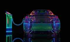 充电现代电池车玻璃车霓虹灯照明