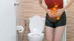 腹部疼痛女人照片大肠女人身体胃痛腹泻症状月经期抽筋食物中毒健康护理概念