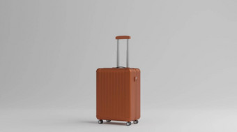 棕色（的）行李白色背景旅行概念呈现