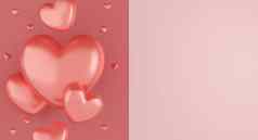 情人节一天概念粉红色的心气球粉红色的背景呈现