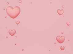 情人节一天概念粉红色的心气球粉红色的背景呈现