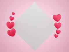 情人节一天概念红色的心气球横幅粉红色的背景呈现