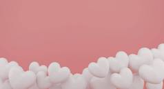 情人节一天概念白色心气球粉红色的背景呈现
