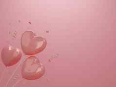 情人节一天概念粉红色的心气球粉红色的背景呈现空空间文本