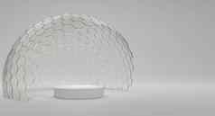 模型透明的玻璃圆顶圆顶封面讲台上展览保护障碍呈现