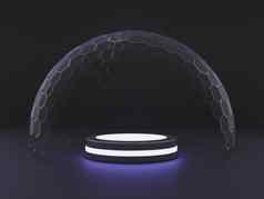 模型透明的玻璃圆顶圆顶封面讲台上展览保护障碍呈现