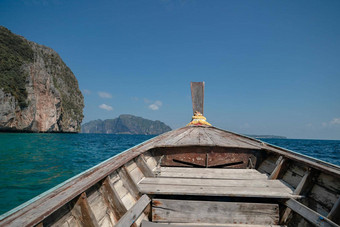 景观斐斐天哪岛长尾船旅行安达曼海甲米普吉岛泰国
