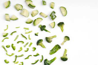 手工制作的冻半成品蔬菜准备切碎蔬菜快速烹饪素食主义者饮食