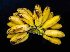 群夫人手指香蕉热带水果自然产品黑色的表格
