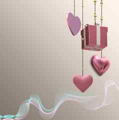 礼物盒子粉红色的心浪漫的事件