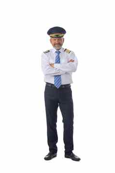 航空公司飞行员孤立的白色