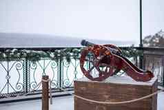装饰大炮提醒战争风景公园