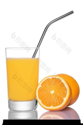 新鲜的橙色汁水果白色背景