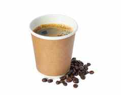 纸玻璃咖啡豆子孤立的白色背景咖啡时间配件