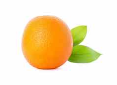 成熟的橙色水果叶子孤立的白色背景健康的食物