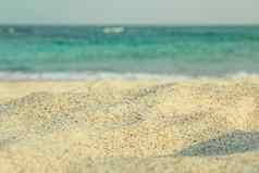 海沙子蓝色的海水空间文本夏天背景