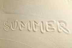 清晰的海沙子登记夏天空间文本前视图夏天假期背景