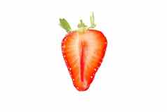 一半草莓孤立的白色背景夏天甜蜜的水果浆果