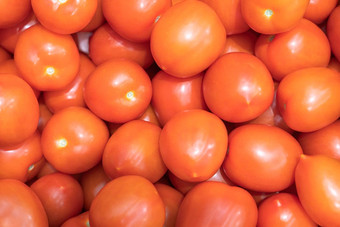 成熟的红色的西红柿关闭货架上超市商店