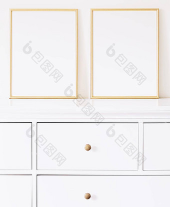 金垂直帧白色家具奢侈品首页装饰设计模型创建
