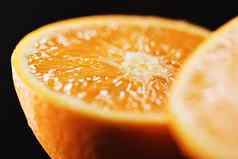 多汁的橙子一半减少切片健康的食物水果