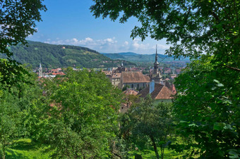 西吉什瓦拉城市视图山罗马尼亚巴尔干半岛欧洲