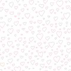 情人节一天母亲的一天手画涂鸦无缝的模式标记画心形状轮廓甜蜜的爱纹理明信片包装纸纺织品装饰打印