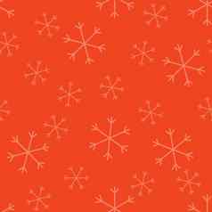 无缝的圣诞节模式涂鸦手随机画雪花包装纸礼物有趣的纺织织物打印设计装饰食物包装背景一年光栅复制珊瑚粉红色的