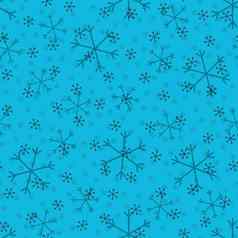 无缝的圣诞节模式涂鸦手随机画雪花包装纸礼物有趣的纺织织物打印设计装饰食物包装背景一年光栅复制天空蓝色的黑色的