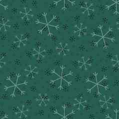 无缝的圣诞节模式涂鸦手随机画雪花包装纸礼物有趣的纺织织物打印设计装饰食物包装背景一年光栅复制绿色灰色的