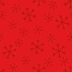 无缝的圣诞节模式涂鸦手随机画雪花包装纸礼物有趣的纺织织物打印设计装饰食物包装背景一年光栅复制红色的勃艮第