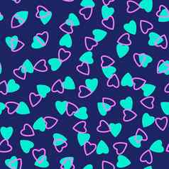 简单的心无缝的模式没完没了的混乱的纹理使小心轮廓情人节母亲一天背景伟大的复活节婚礼剪贴簿礼物包装纸纺织品Azure淡紫色蓝色的