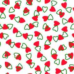 简单的心无缝的模式没完没了的混乱的纹理使小心轮廓情人节母亲一天背景伟大的复活节婚礼剪贴簿礼物包装纸纺织品红色的绿色白色