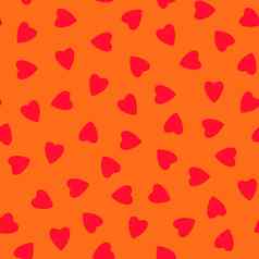 简单的心无缝的模式没完没了的混乱的纹理使小心轮廓情人节母亲一天背景伟大的复活节婚礼剪贴簿礼物包装纸纺织品红色的橙色