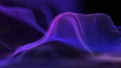 网络技术波声音科技背景紫色的网络紫色的技术背景大数据霓虹灯背景的角度来看
